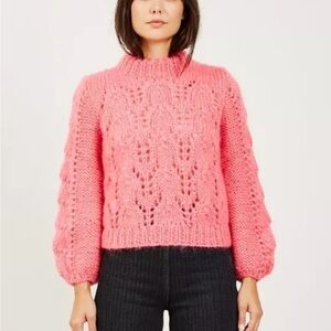 Ganni Juliard Mohair Pink Sweater Medium